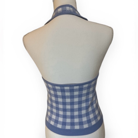 Abercrombie & Fitch Light Blue and White Gingham Halter Top Large - Picture 4 of 9